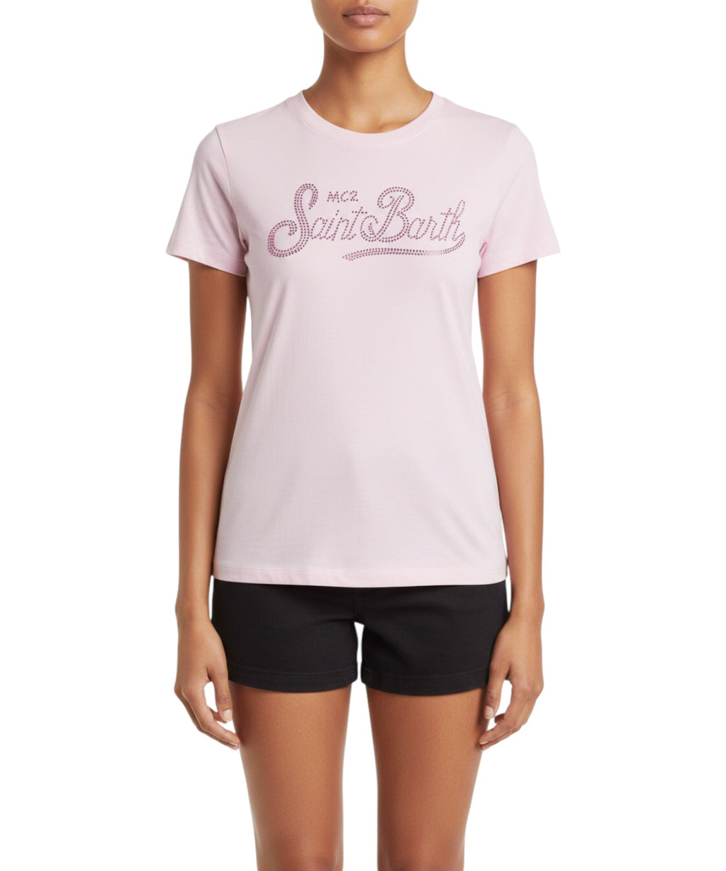 Dames T-shirt MC2 Saint Barth met logo van strass