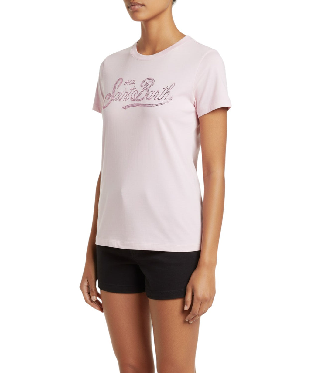 Dames T-shirt MC2 Saint Barth met logo van strass