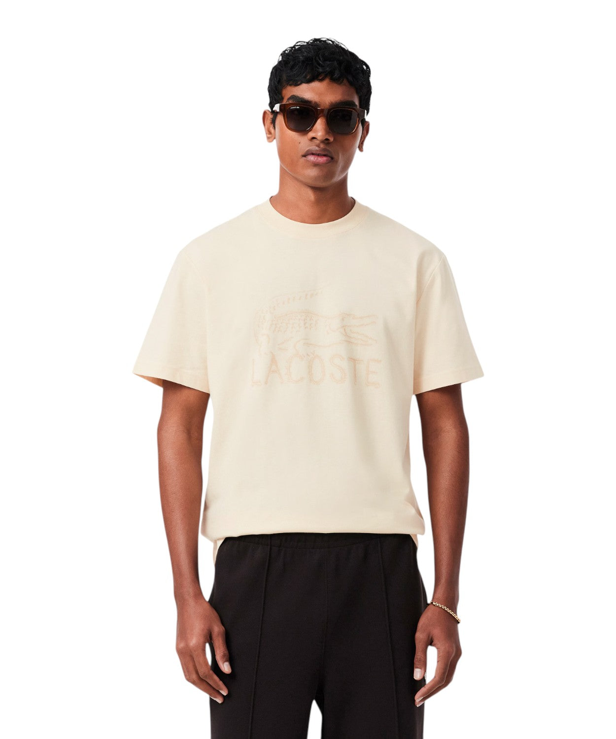 Tričko z organické bavlny Lacoste s vyšívaným krokodýlem