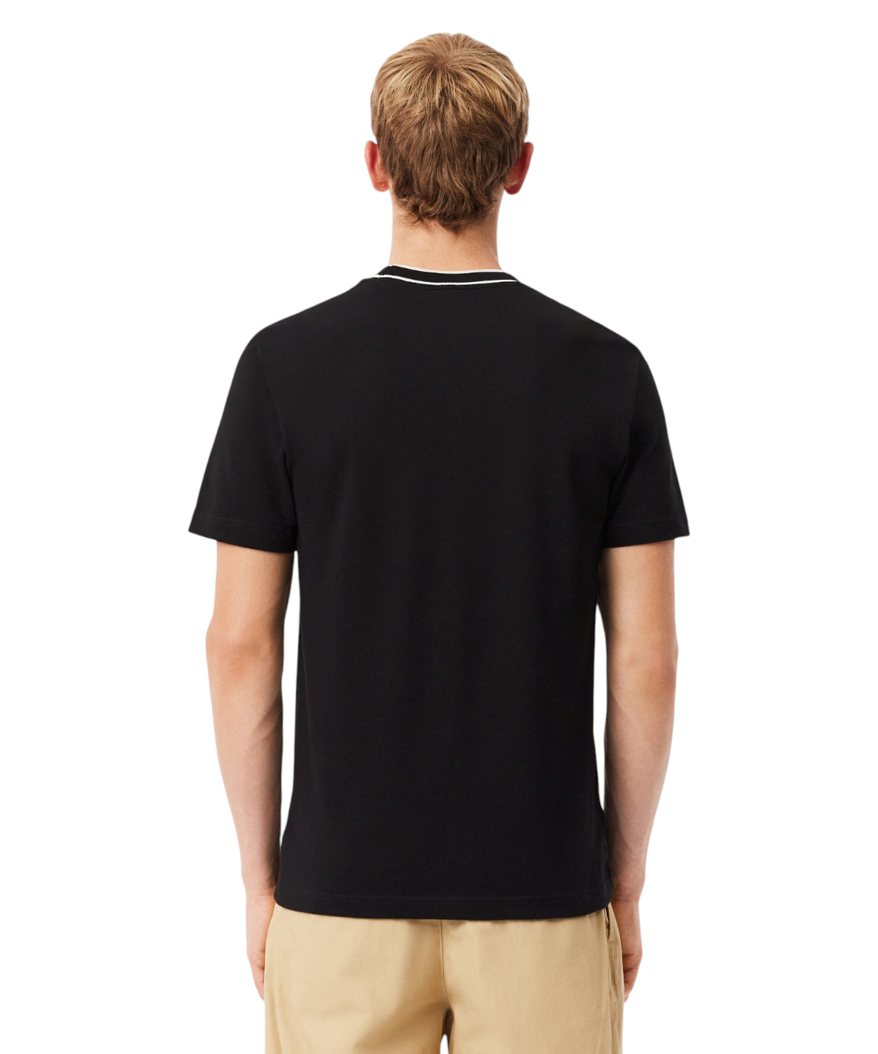 T-shirt Lacoste Piqué Elasticizzato con Colletto a Righe