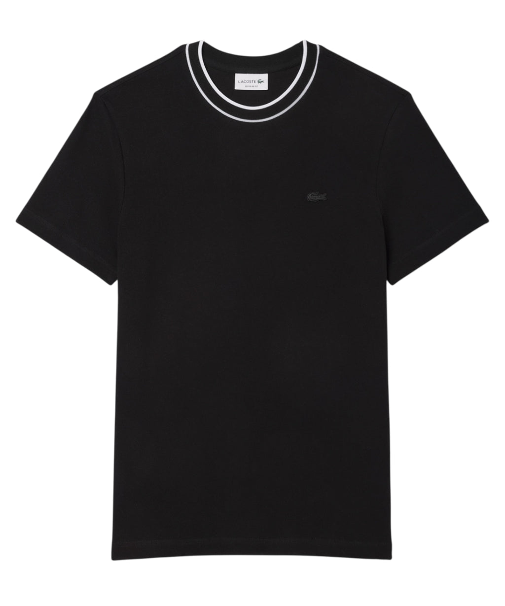 Lacoste Stretch Piqué T-Shirt with Striped Collar