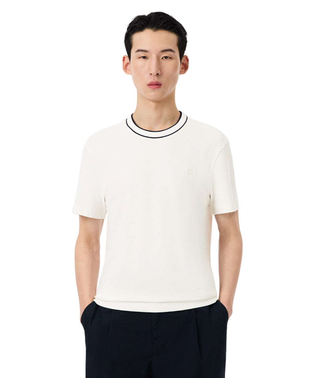 Lacoste Stretch Piqué T-shirt with Striped Collar