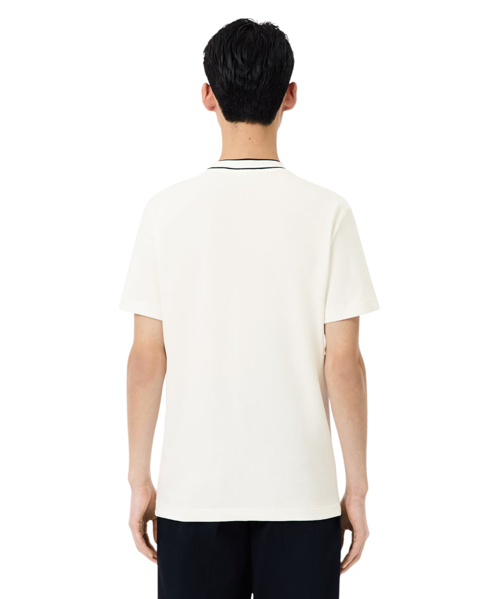 Lacoste Stretch Piqué T-shirt with Striped Collar