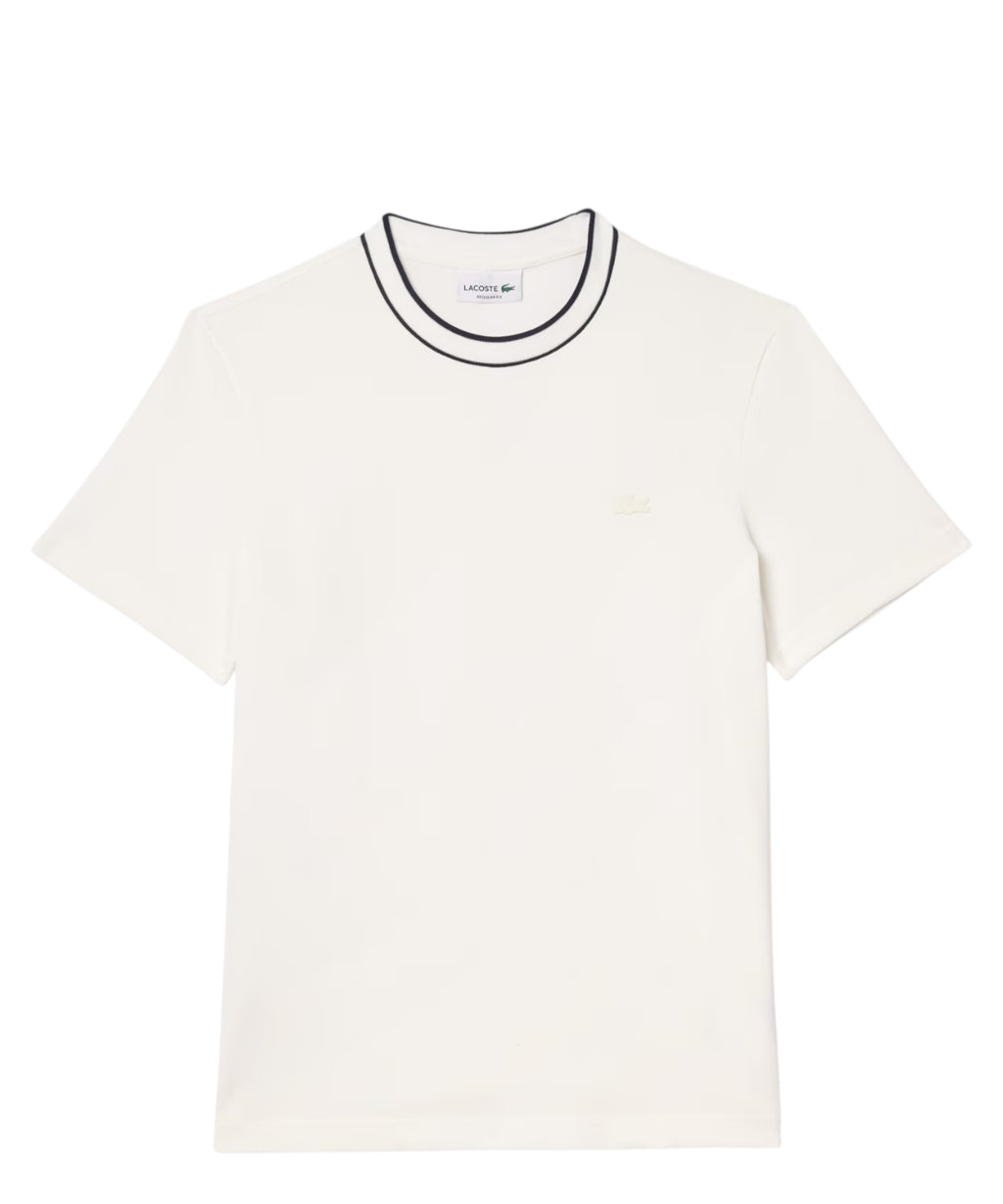 Lacoste Stretch Piqué T-shirt with Striped Collar