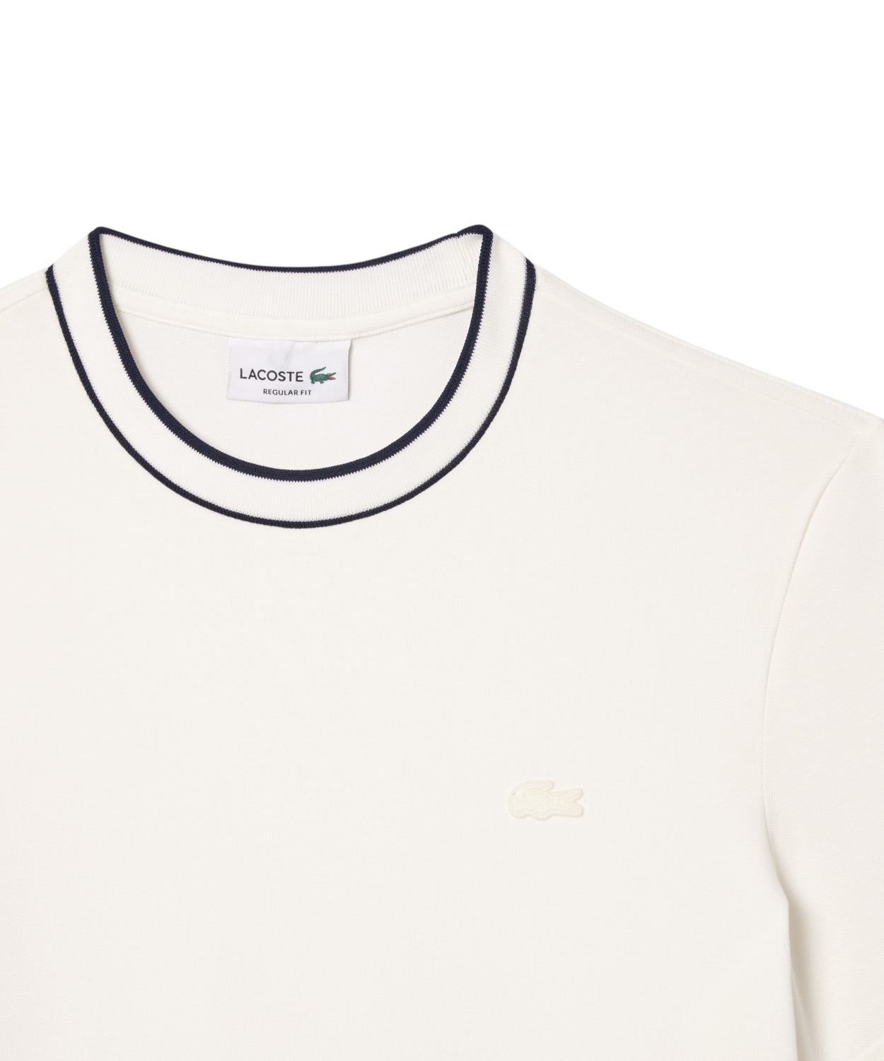 T-shirt Lacoste Piqué elasticizzato con colletto a righe