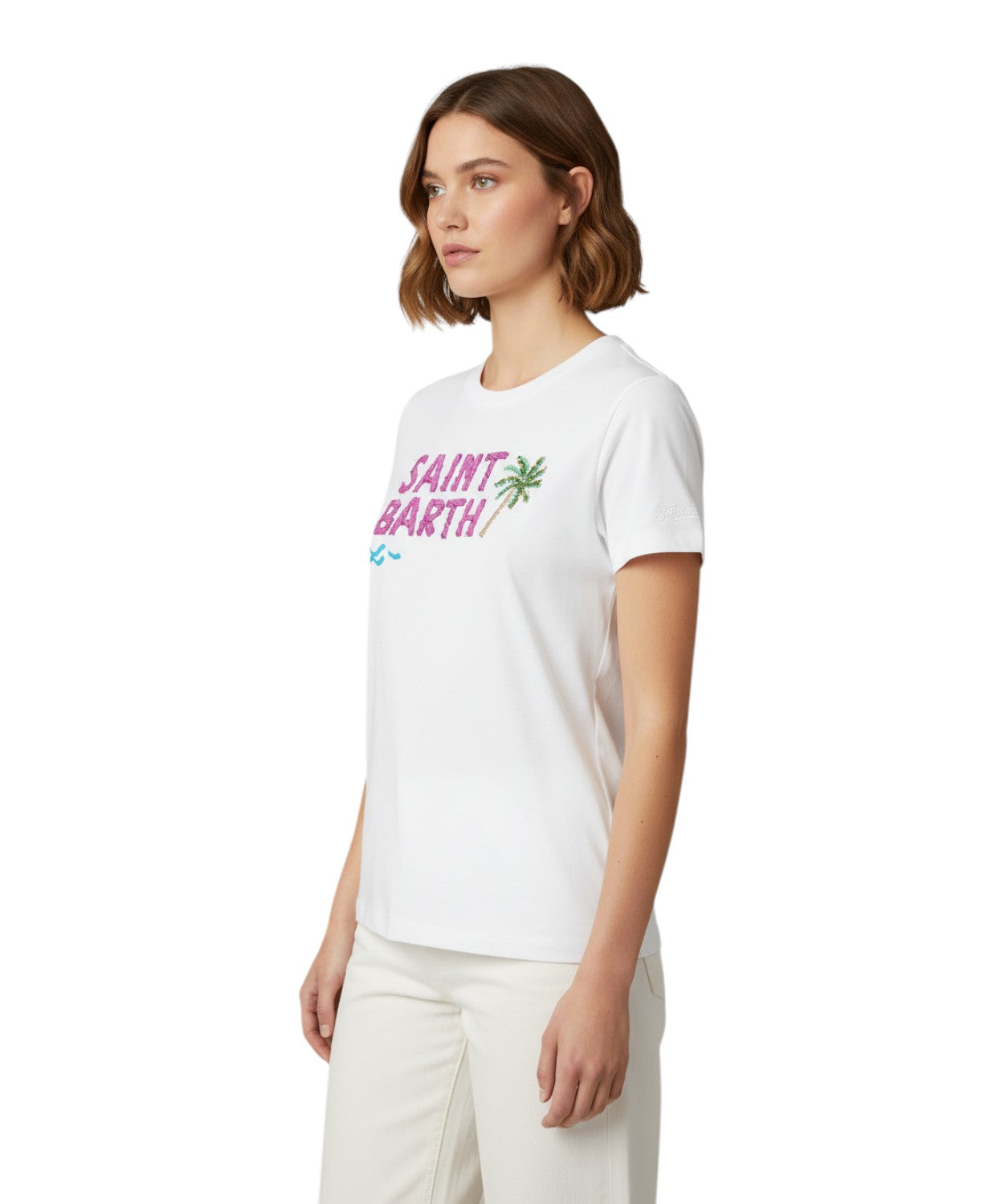 Emilie MC2 Saint Barth T-shirt with Logo Embroidery