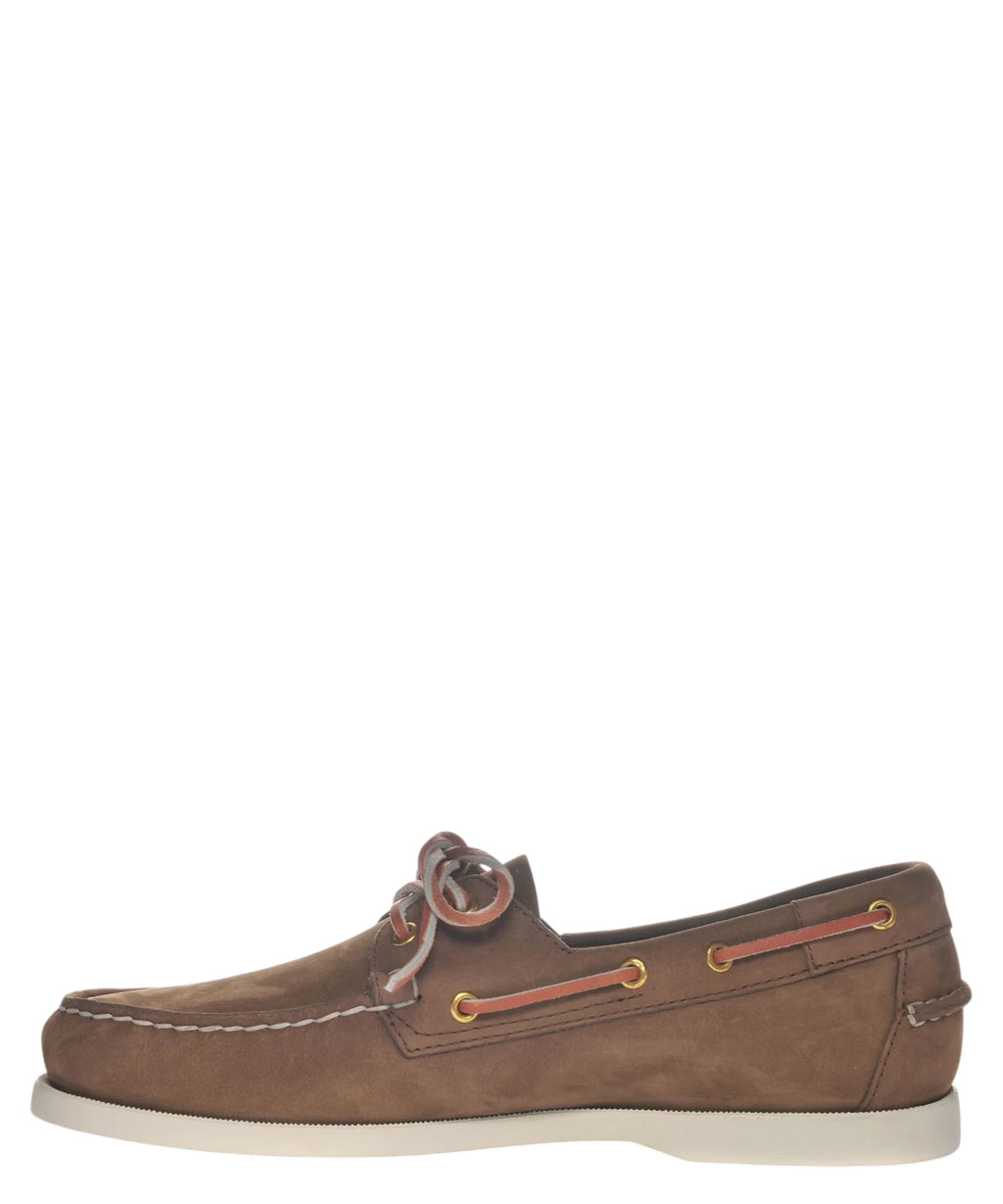 Sebago Docksides Portland Men's Boat Shoes in Nubuck Brown DK-Yellow Gold
