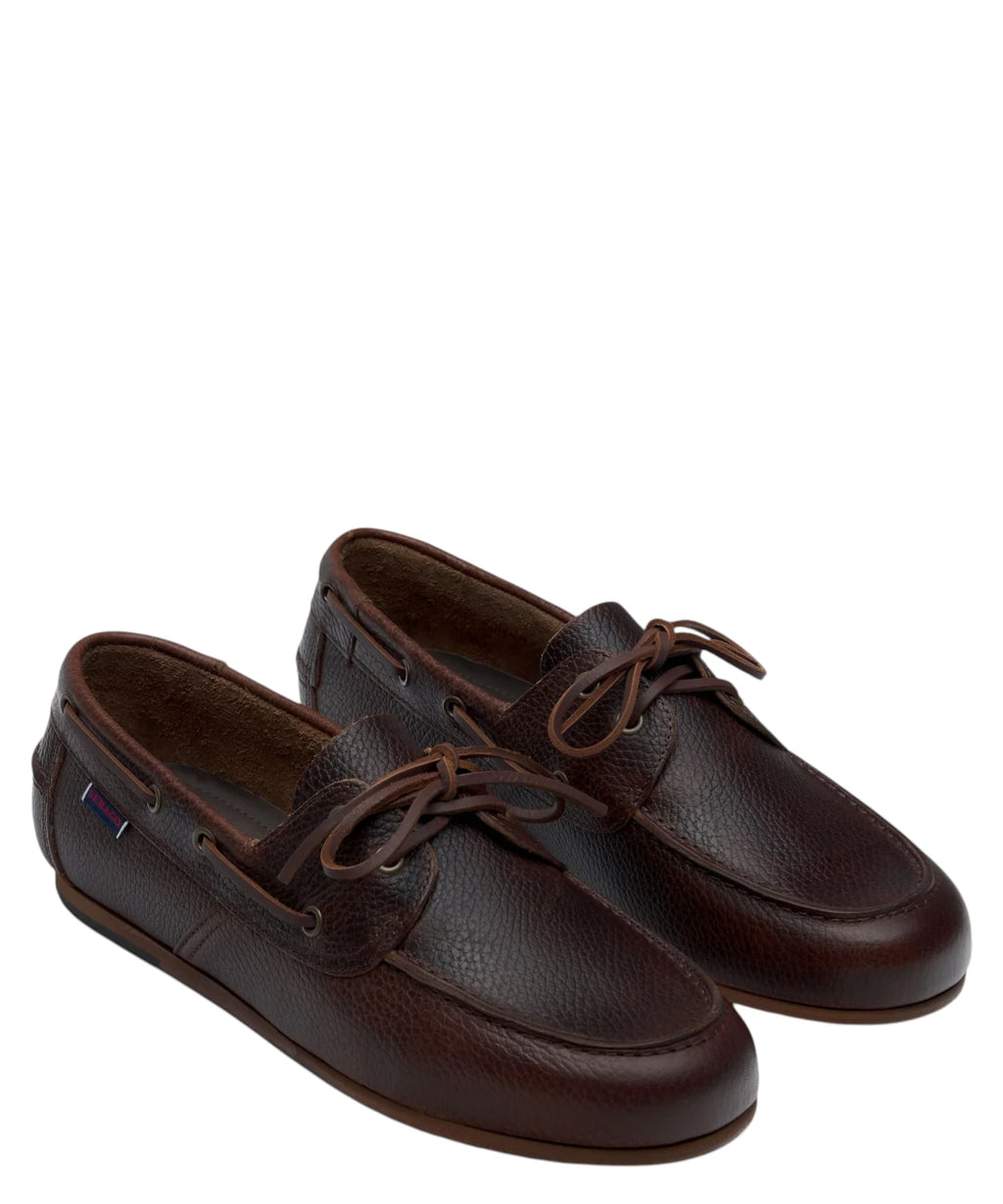 Sebago Owen Tumbled Men's Hammered Leather Boat Shoes Brown