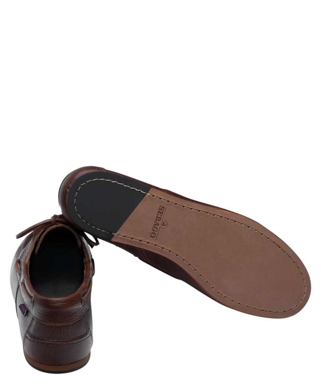 Sebago Owen Tumbled Men's Hammered Leather Boat Shoes Brown