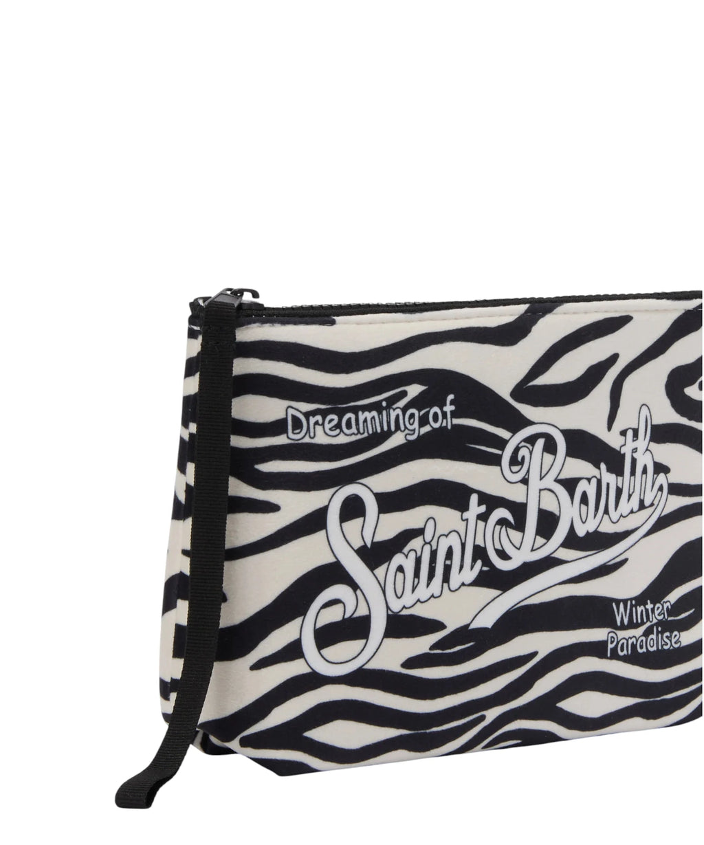 Pochette Aline effetto lana con stampa zebrata – passante da polso-Mc2 Saint Barth-Pochette-Vittorio Citro Boutique
