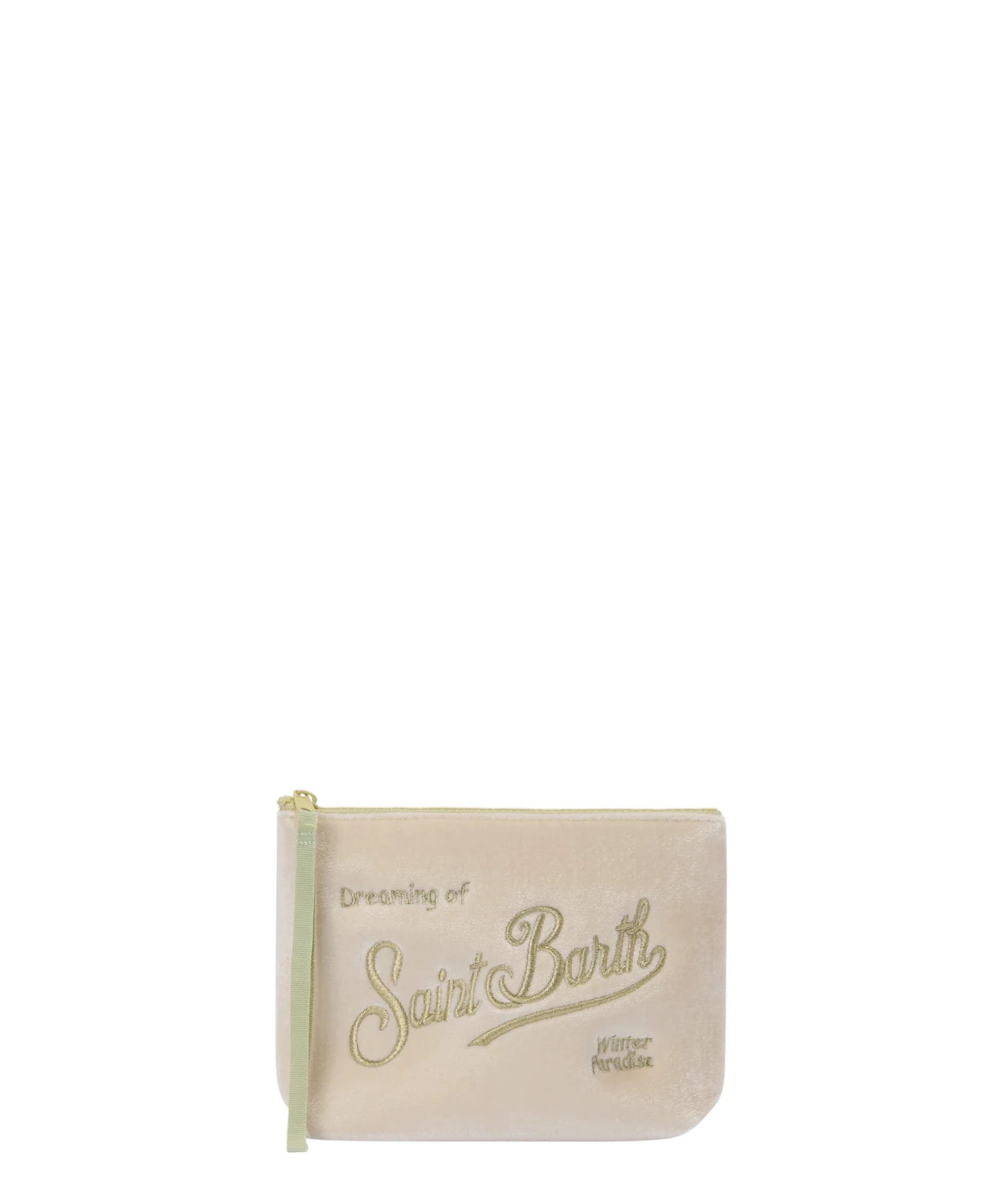 Pochette Aline Velvet in velluto bianco con strass – passante da polso-Mc2 Saint Barth-Pochette-Vittorio Citro Boutique
