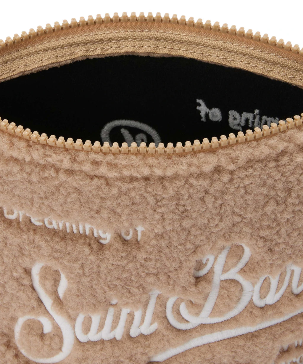 Pochette Aline Teddy in sherpa beige con passante da polso-Mc2 Saint Barth-Pochette-Vittorio Citro Boutique
