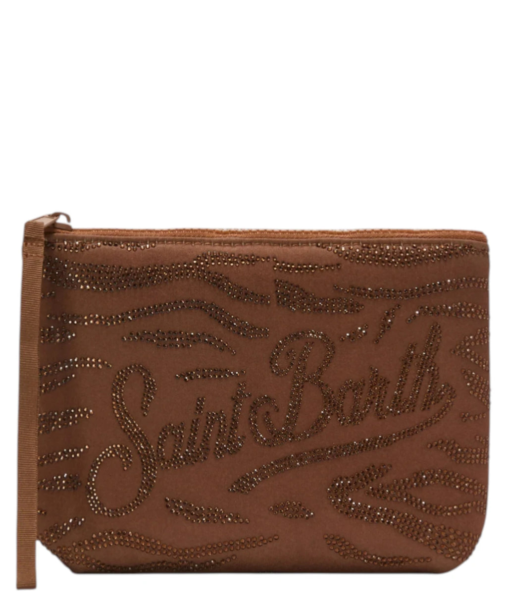 MC2 Saint Barth Aline Zebra Scuba Clutch with Rhinestones