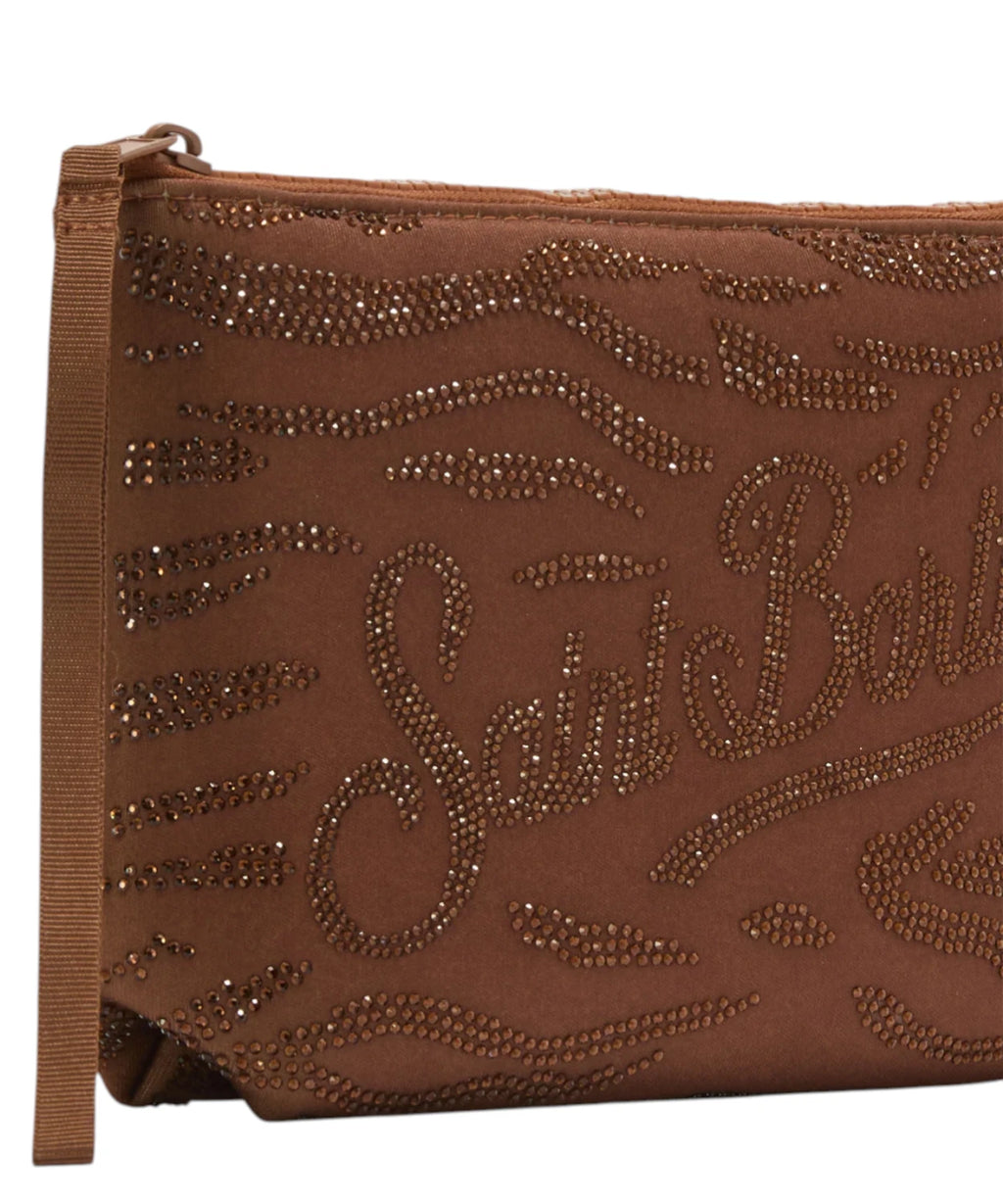 MC2 Saint Barth Aline Zebra Scuba Clutch with Rhinestones