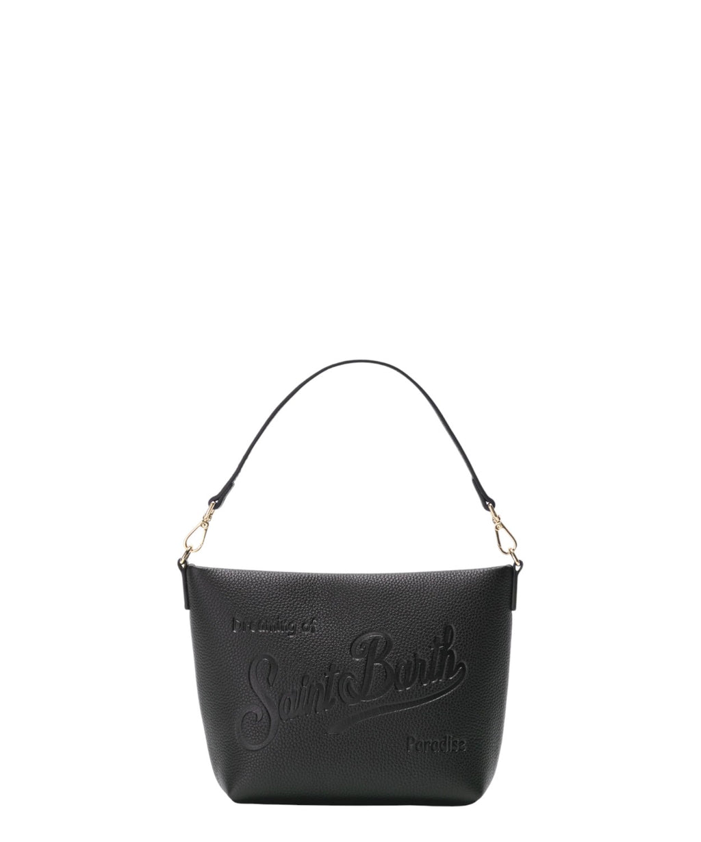 Aline Bag in pelle martellata nera – borsa a spalla con doppia tracolla-Mc2 Saint Barth-Borse a spalla-Vittorio Citro Boutique