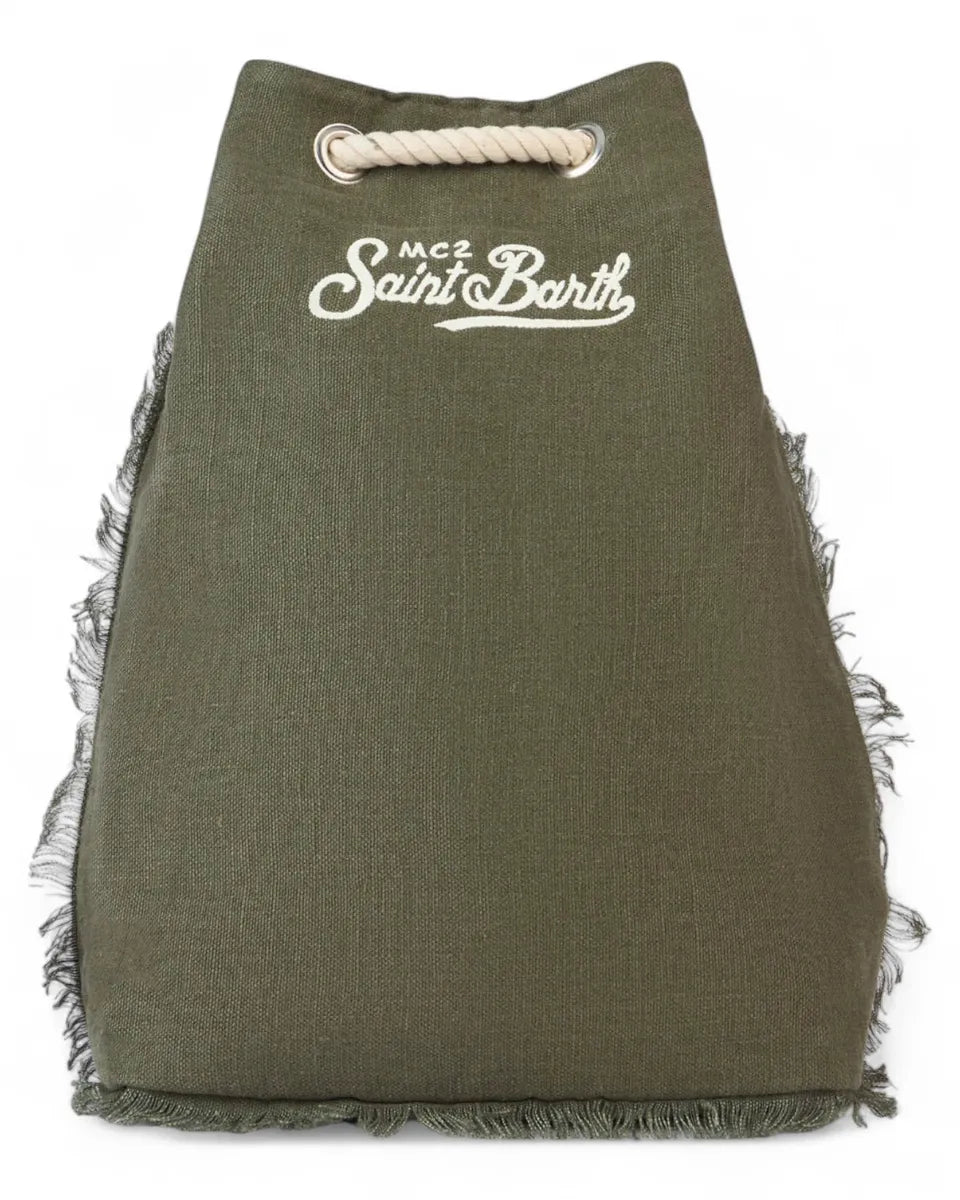 Zaino da Barca in Lino con Dettagli in Pelle-Mc2 Saint Barth-Zaini-Vittorio Citro Boutique