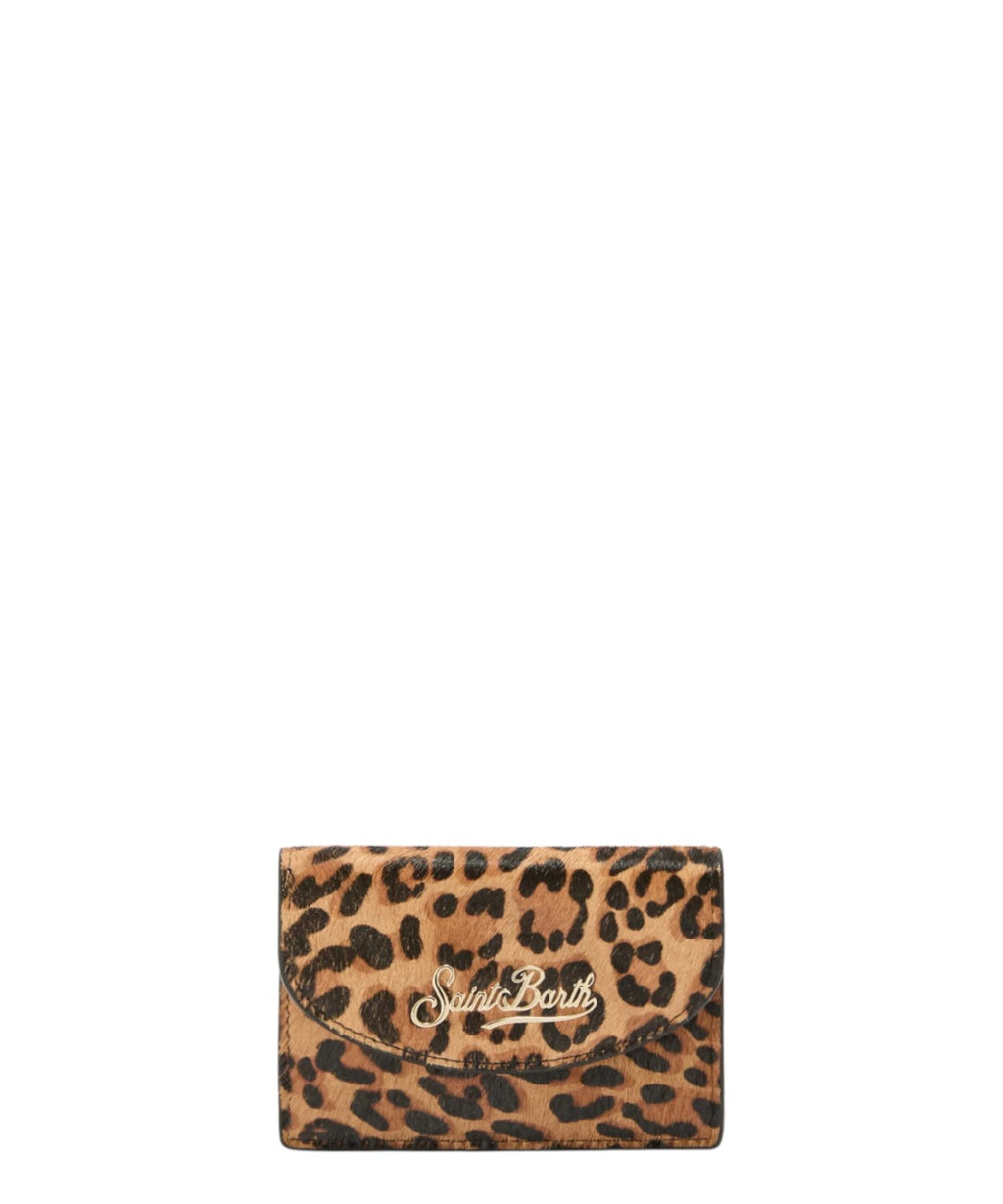 Portacarte in pelle spazzolata e cavallino leopardato con scomparto monete-Mc2 Saint Barth-Portafogli-Vittorio Citro Boutique
