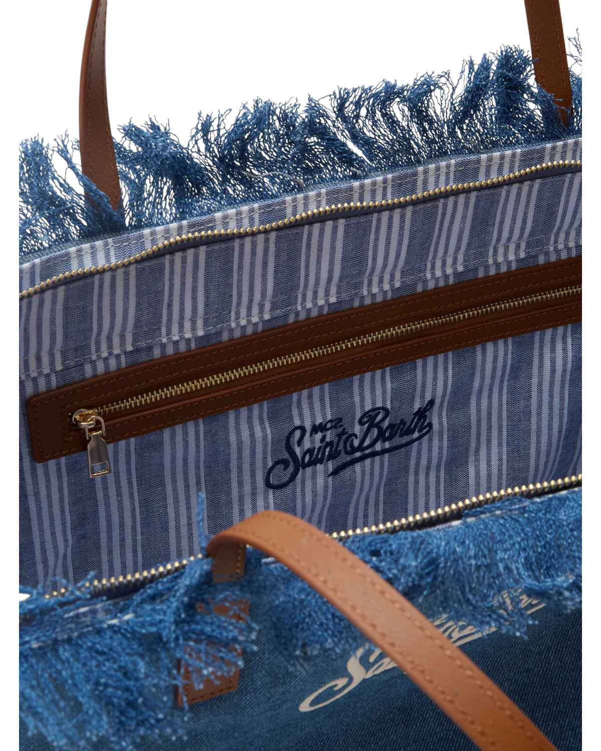 Borsa Denim Blu Donna con Frange e Zip | City Regular