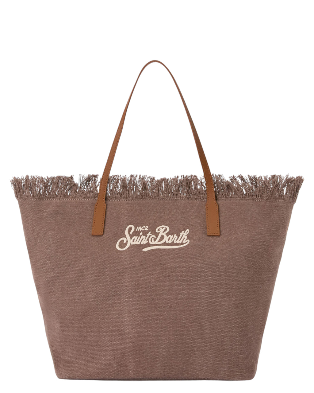 City Shopper taske i brun canvas med frynser