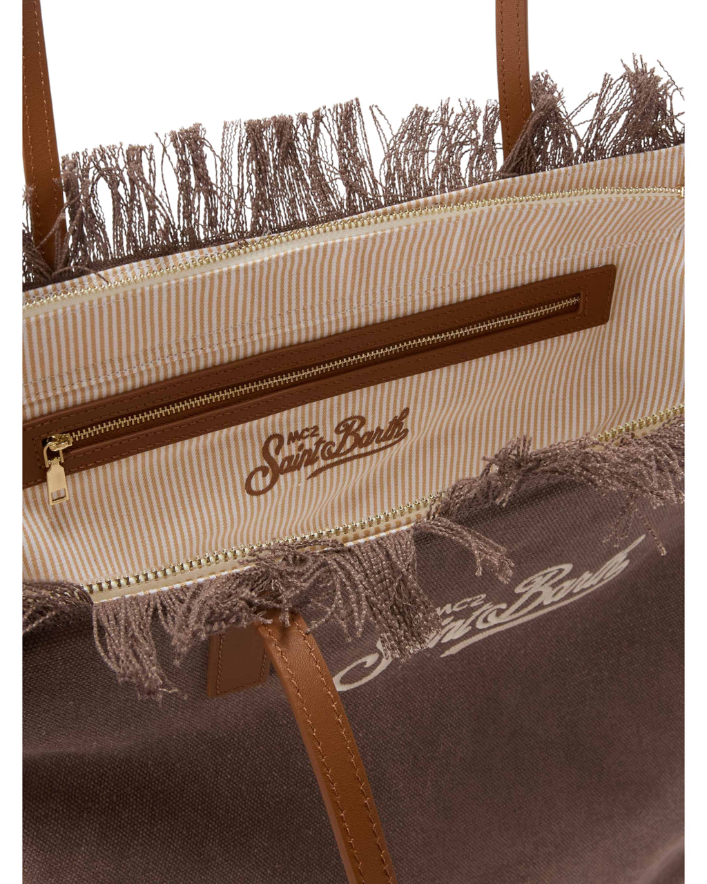 City Shopper taske i brun canvas med frynser