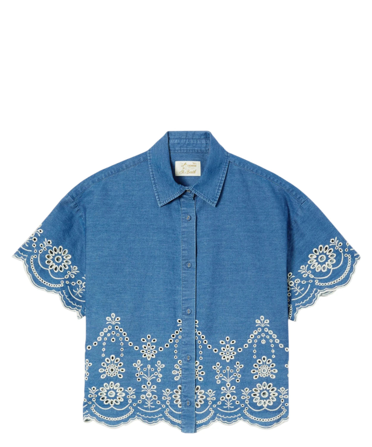 Camicia Donna Clementine in Chambray con Ricamo Floreale