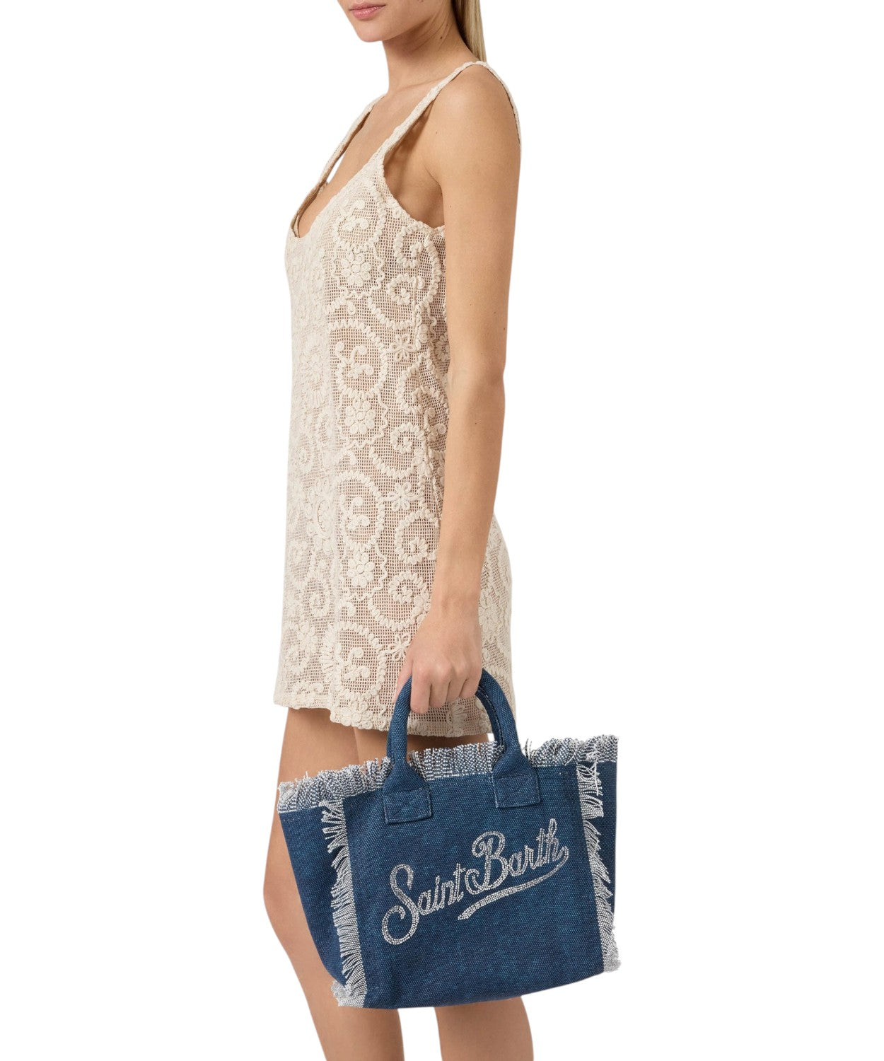 Colette MC2 Saint Barth Canvas Bag with Rhinestone Logo