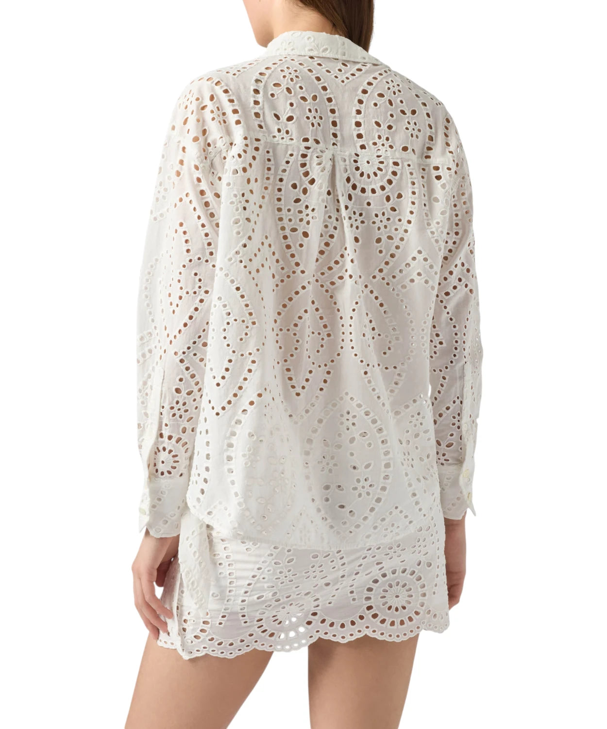 Camicia Donna Cristal in Cotone Sangallo con Ricamo All Over