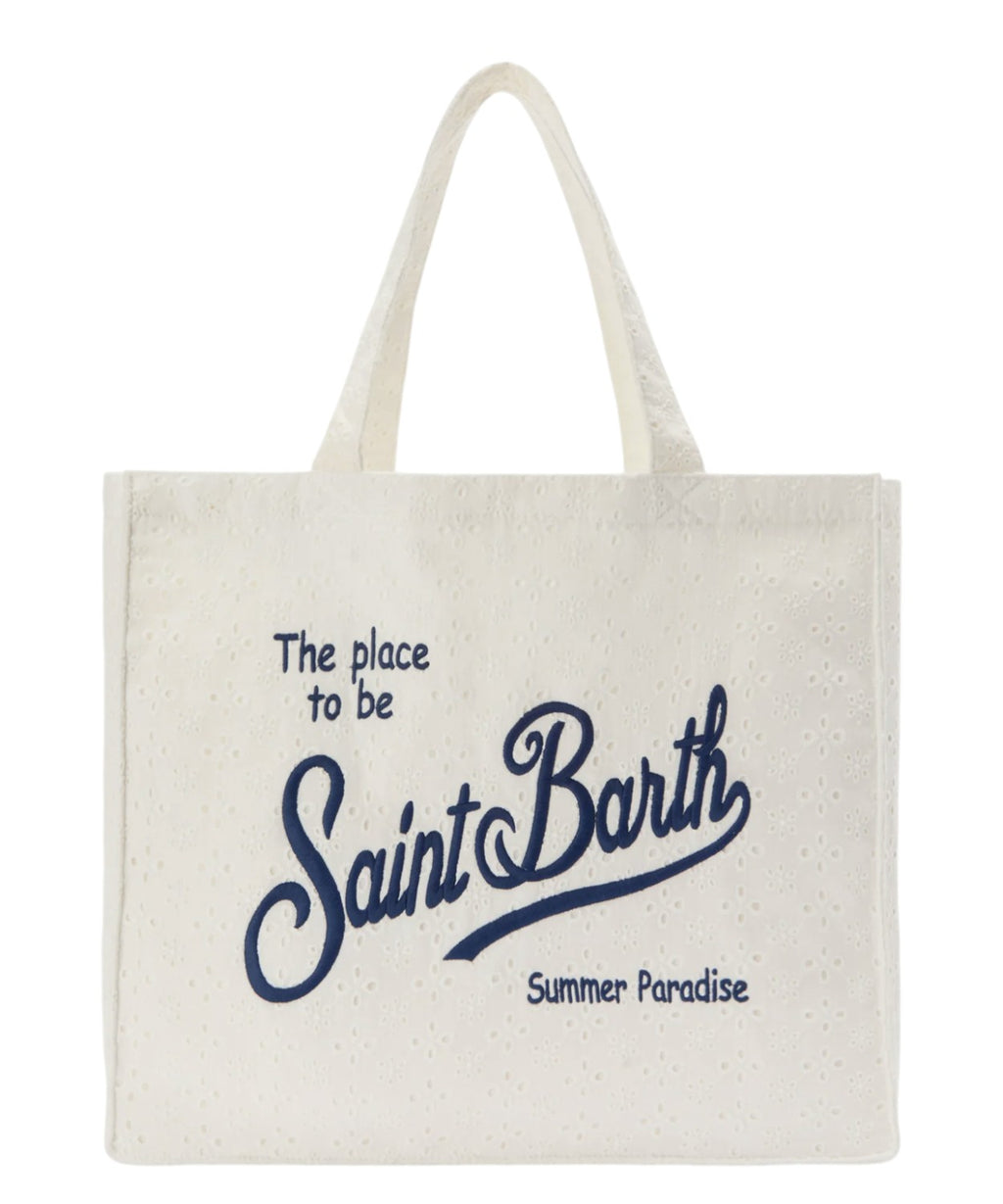 Essential bag in sangallo cotton with contrasting logo