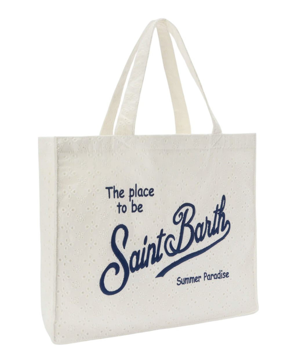 Essential bag in sangallo cotton with contrasting logo