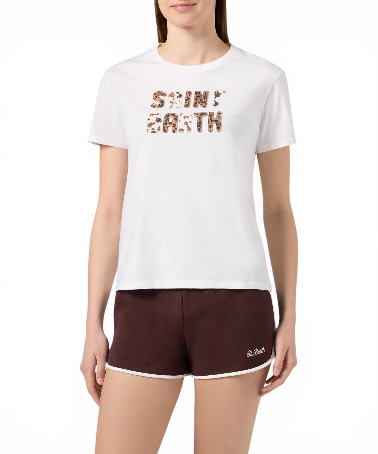 Emilie cotton T-shirt with animalier logo patch for women
