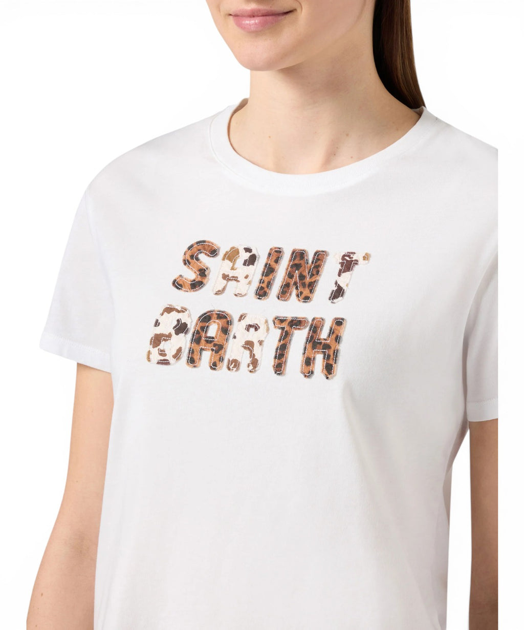 Emilie cotton T-shirt with animalier logo patch for women