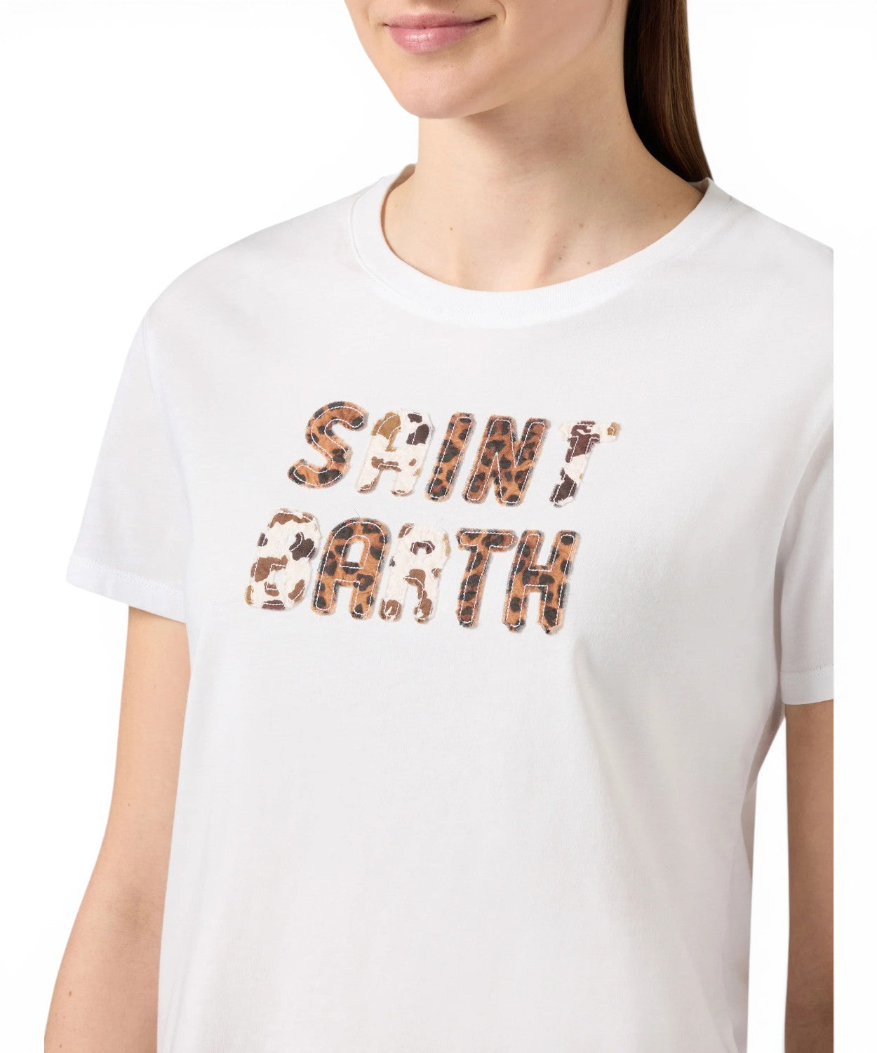Emilie cotton T-shirt with animalier logo patch for women