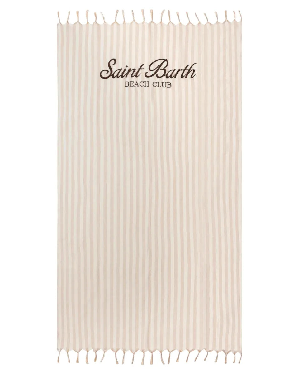 Telo Mare Fouta in Cotone Leggero con Righe e Ricamo St. Barth-Mc2 Saint Barth-Accessori mare-Vittorio Citro Boutique