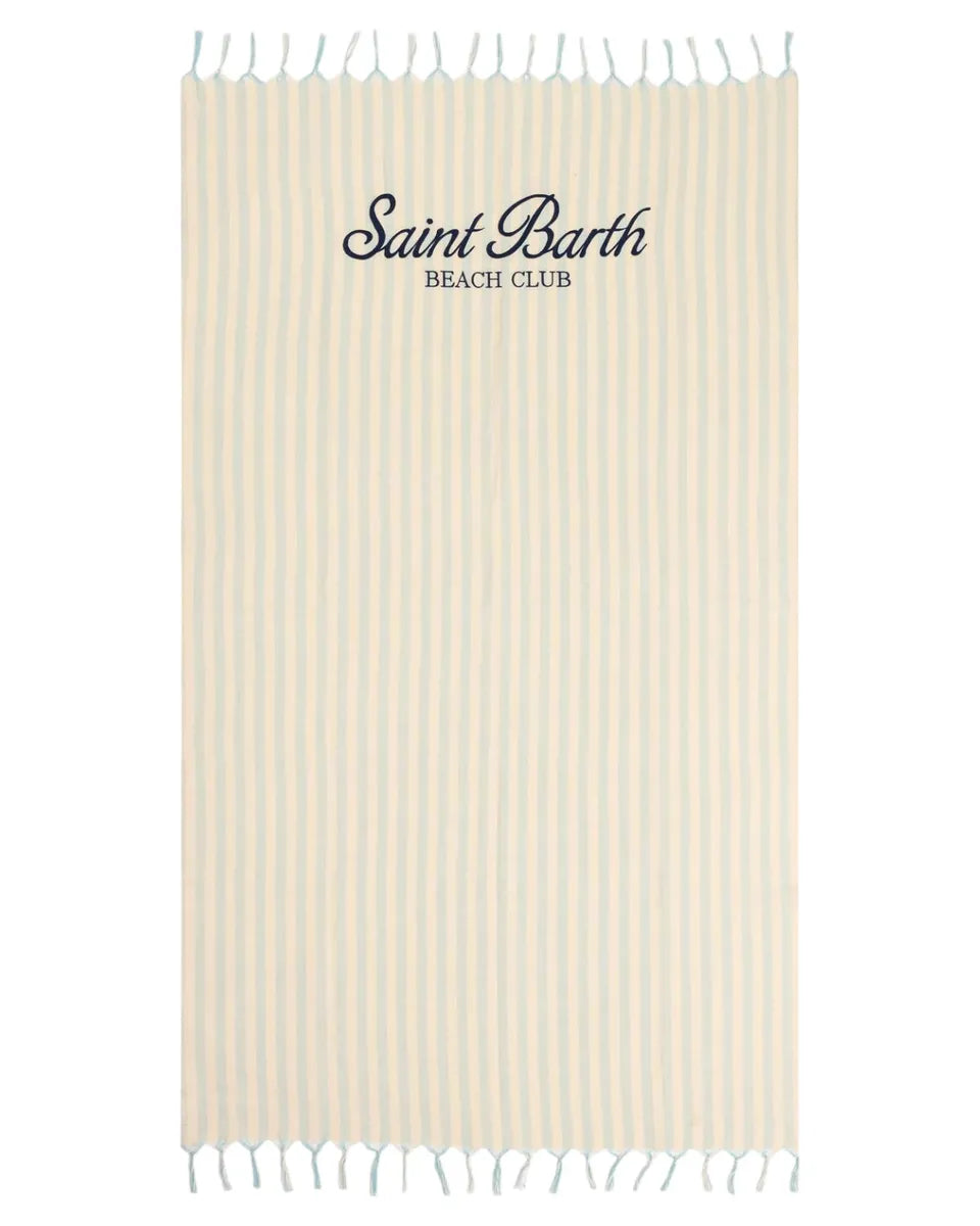 Telo Mare Fouta in Cotone Leggero con Righe e Ricamo St. Barth-Mc2 Saint Barth-Accessori mare-Vittorio Citro Boutique
