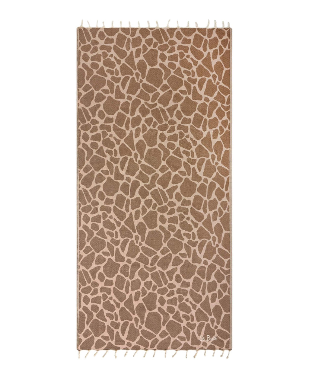 MC2 Saint Barth Animal Print Beach Towel with Fringes and Logo