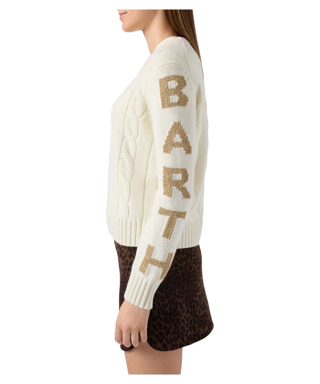 Malmo | Maglione a trecce in misto cashmere bianco con jacquard St. Barth-Mc2 Saint Barth-Maglieria-Vittorio Citro Boutique