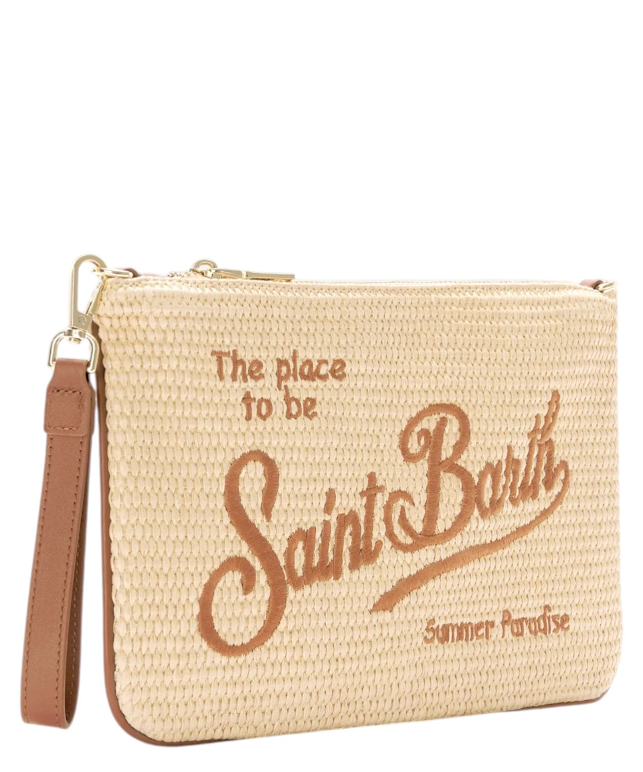 Parisienne in Rafia con Tracolla e Logo Ricamato