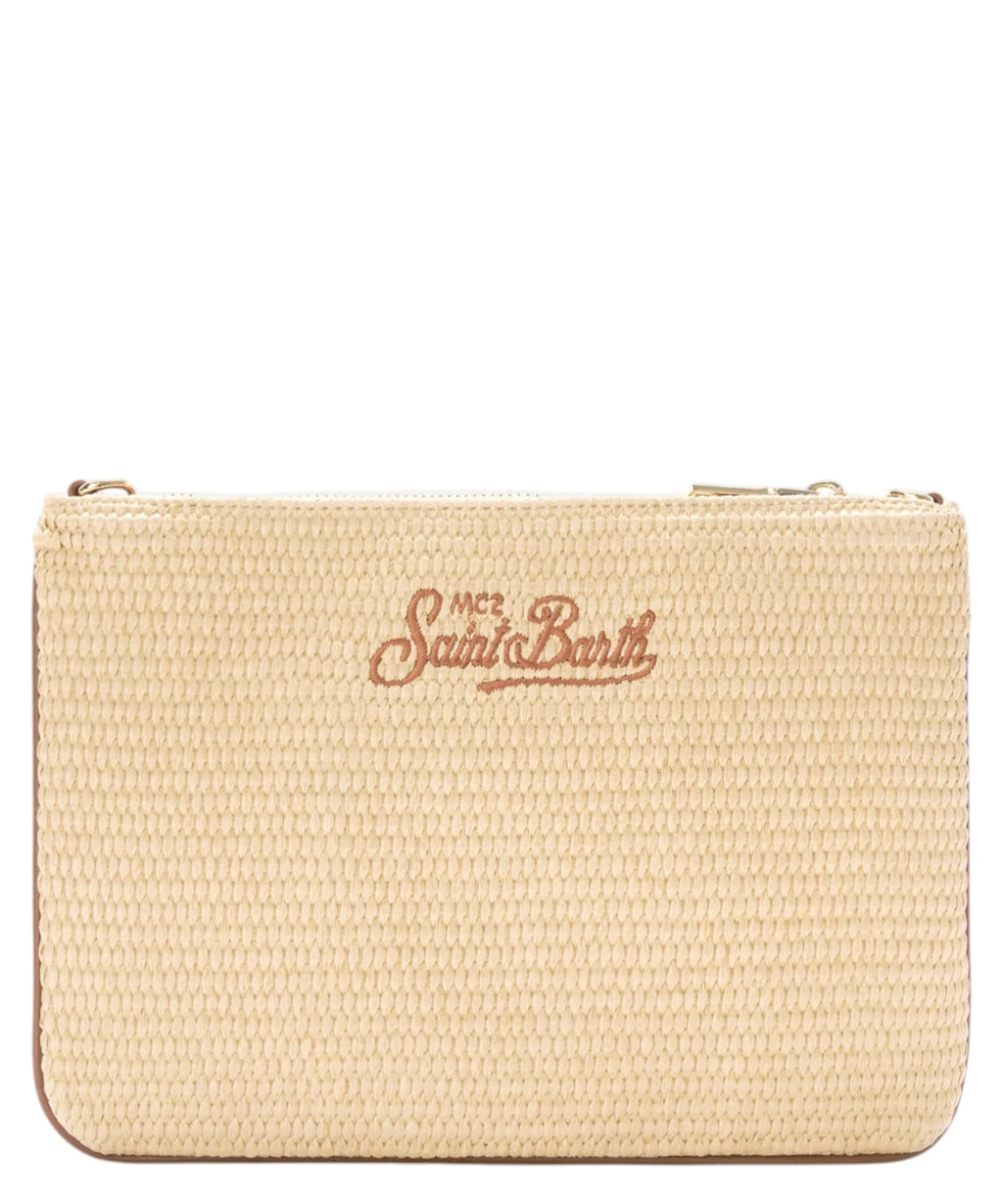 Parisienne in Rafia con Tracolla e Logo Ricamato