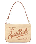 Mini Parisienne Pouch in Rafia con Logo Ricamato