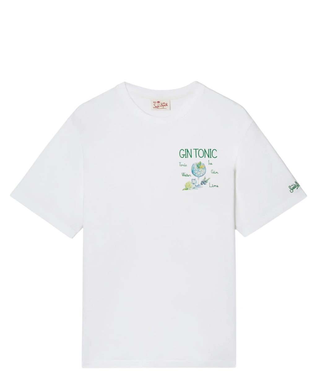 Men's T-Shirt Portofino MC2 Saint Barth with Gin Tonic Embroidery