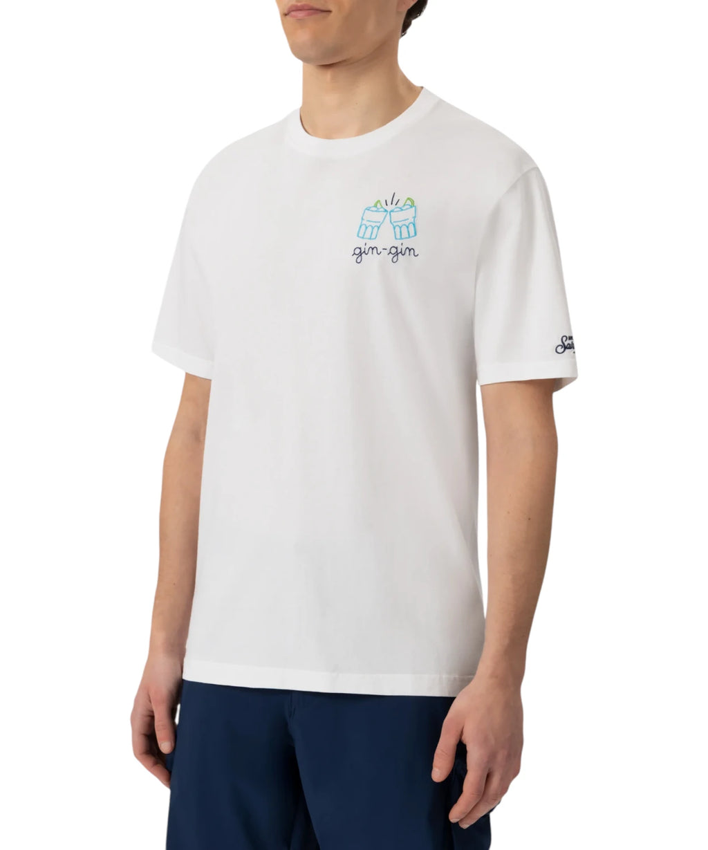 Men's Portofino MC2 Saint Barth T-Shirt with Gin Gin Embroidery