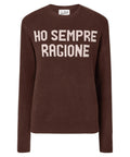 Maglione New Queen in misto cashmere marrone con jacquard “Ho sempre ragione”-Mc2 Saint Barth-Maglieria-Vittorio Citro Boutique