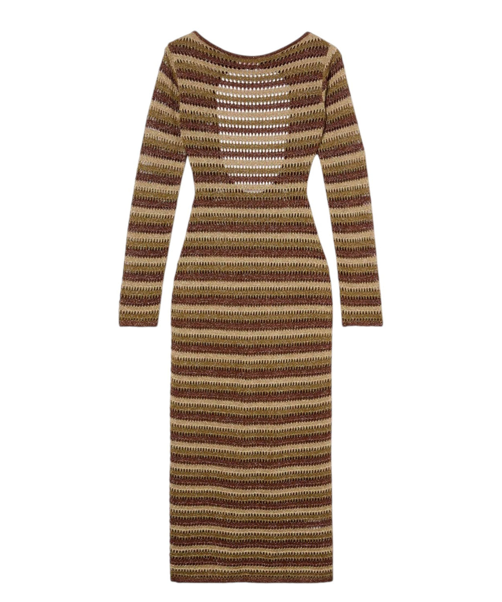 MC2 Saint Barth Robyn Long Dress in Striped Crochet