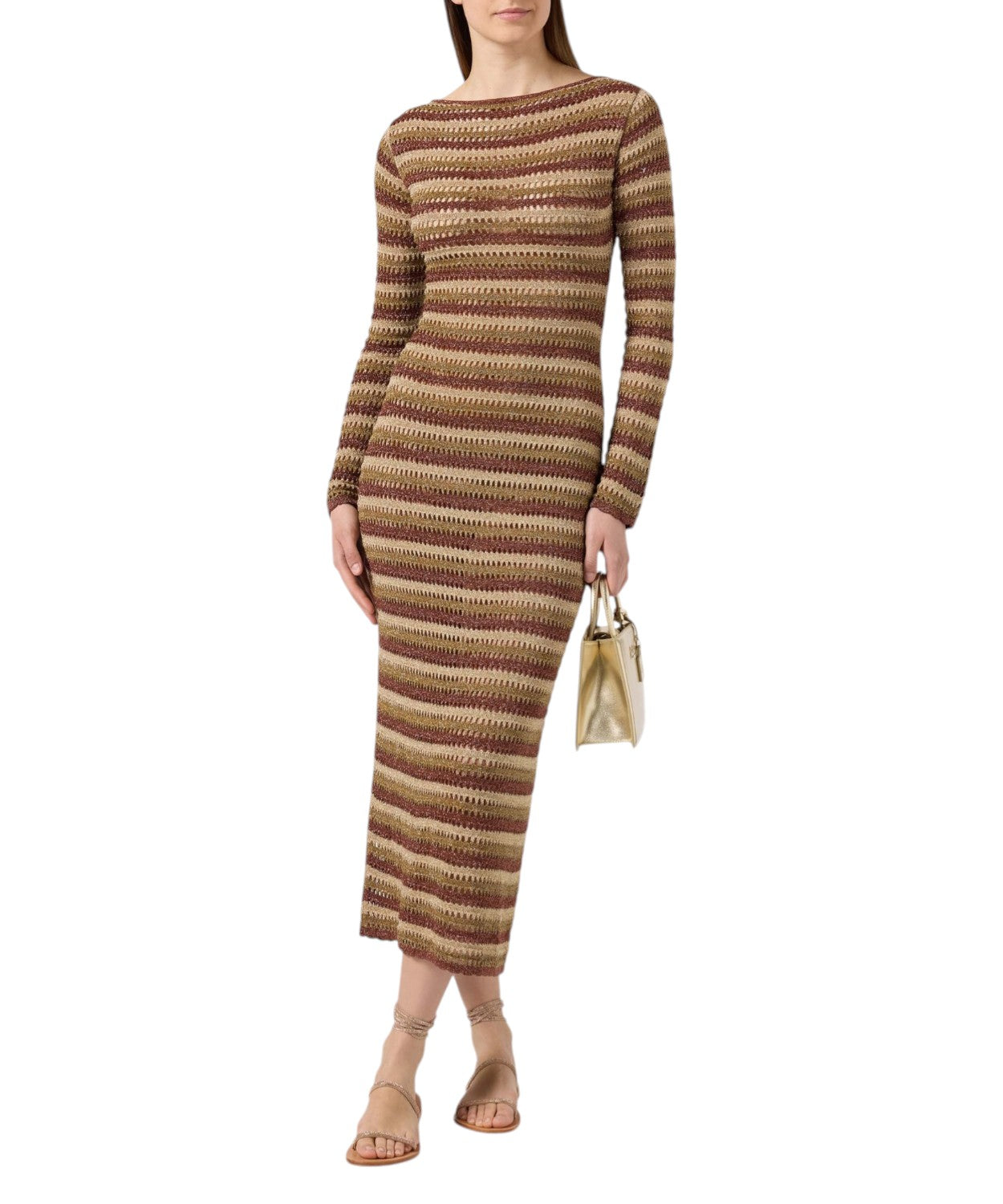 MC2 Saint Barth Robyn Long Dress in Striped Crochet