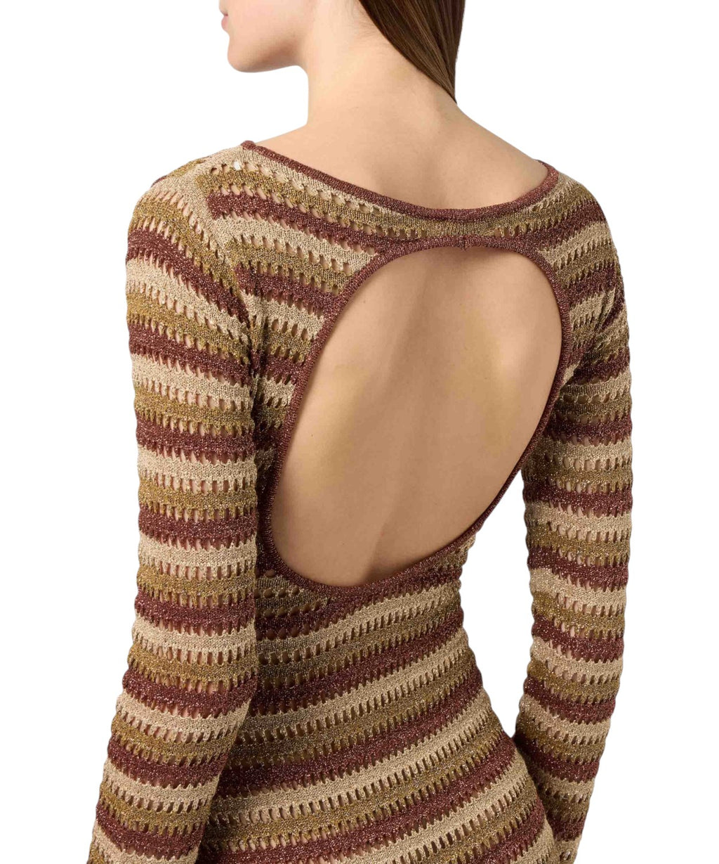 MC2 Saint Barth Robyn Long Dress in Striped Crochet