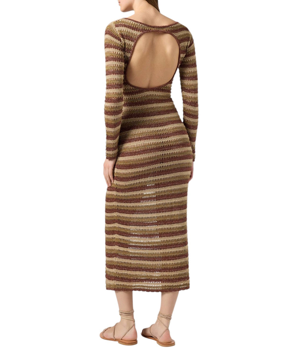 MC2 Saint Barth Robyn Long Dress in Striped Crochet