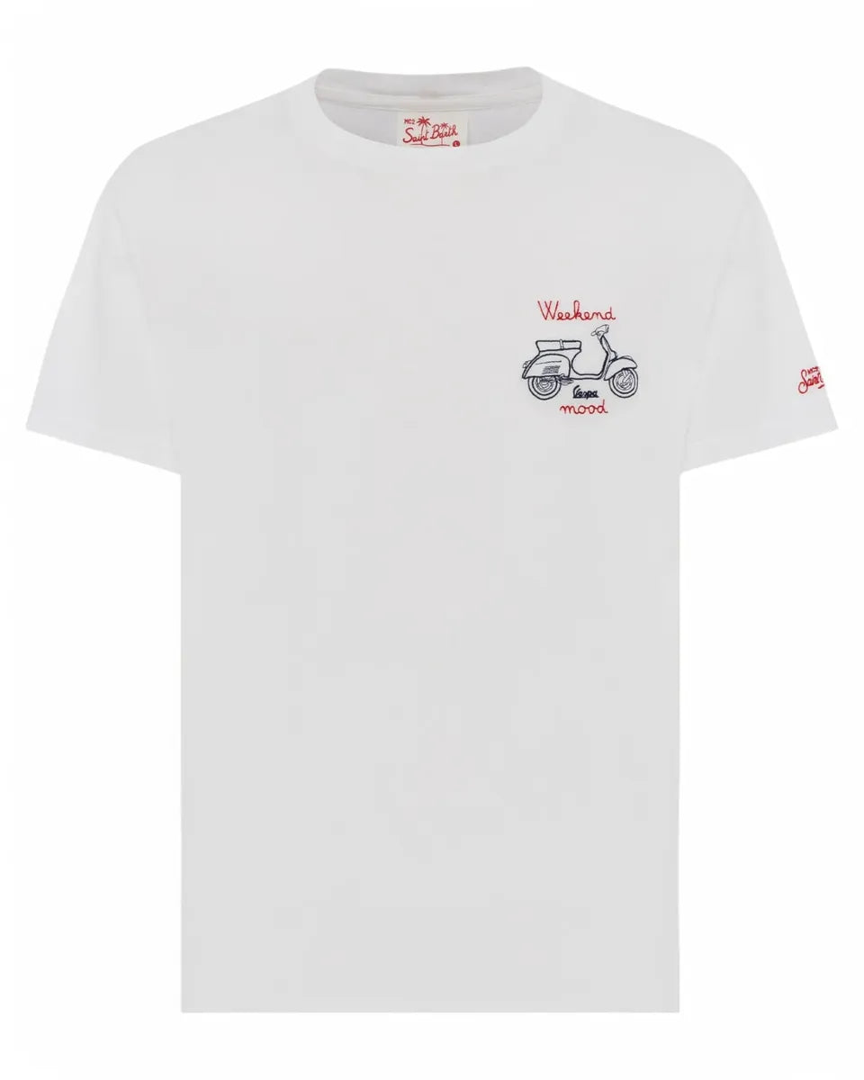 T-shirt Vespa Special Edition con Ricamo "Week End Mood"-Mc2 Saint Barth-T-shirt-Vittorio Citro Boutique