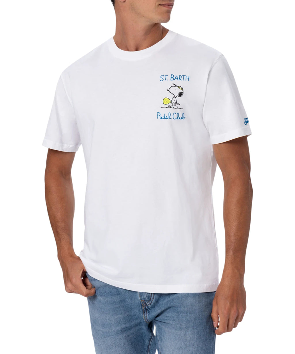 Men's T-Shirt Portofino MC2 Saint Barth with Snoopy Embroidery