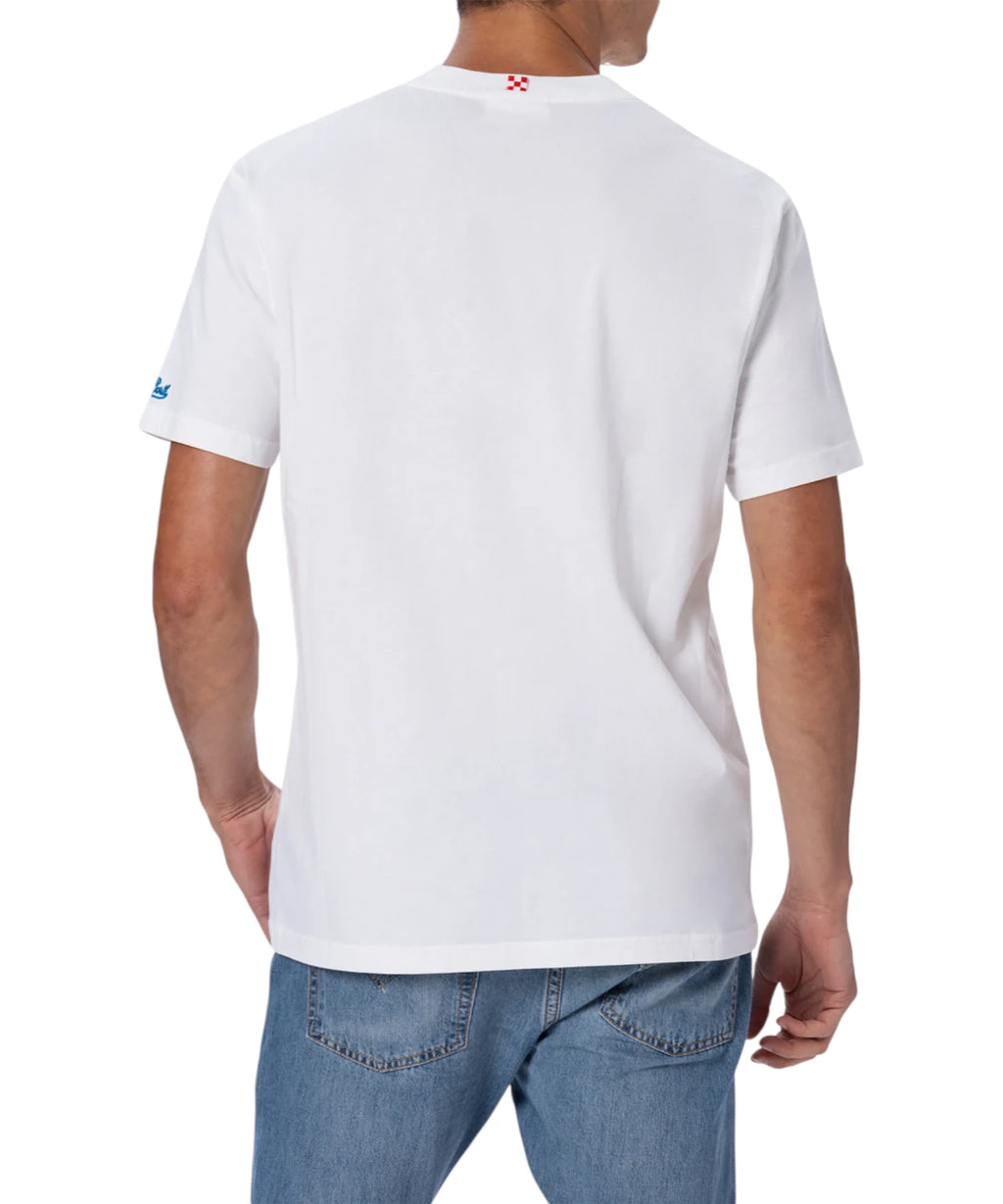 Men's T-Shirt Portofino MC2 Saint Barth with Snoopy Embroidery