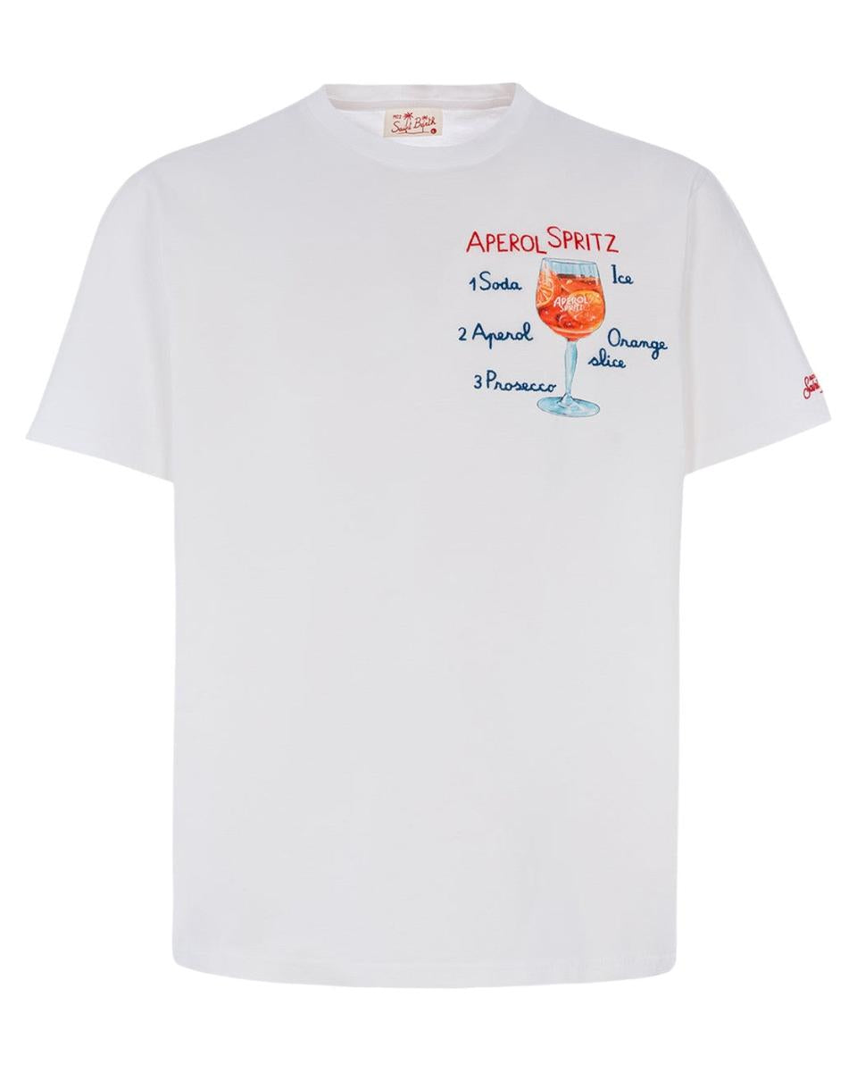 T-shirt in Cotone con Ricamo Aperol Spritz – Edizione Speciale-Mc2 Saint Barth-T-shirt-Vittorio Citro Boutique
